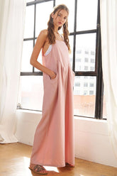 ADORA Women's Square Neck Wide Leg Overalls with Functional Pockets - Stylish & Comfortable